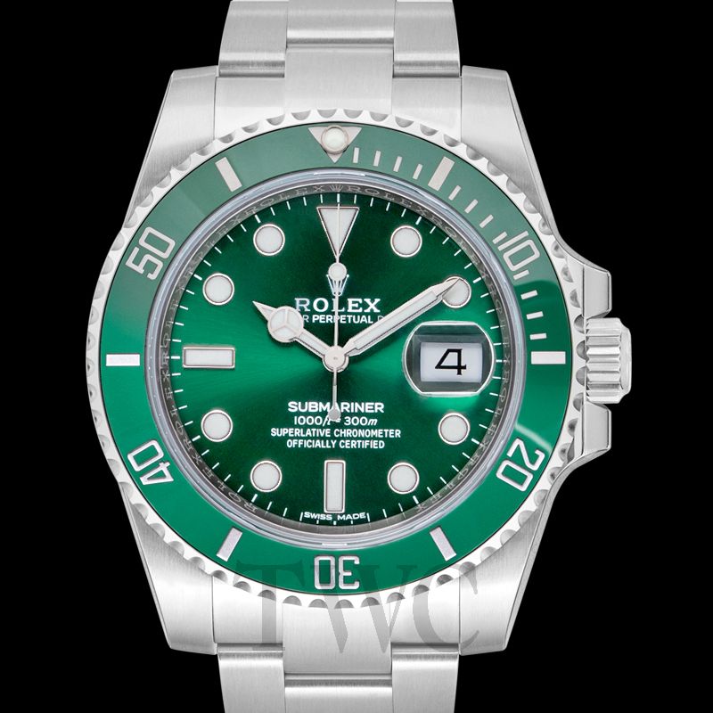 rolex submariner green dial steel mens watch 116610lv