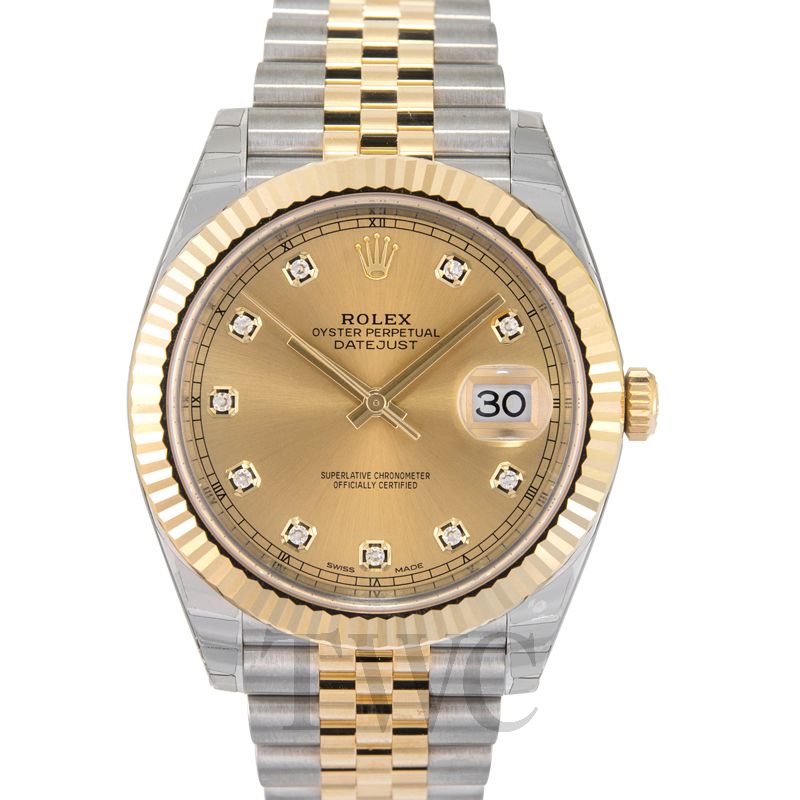 rolex datejust 41 champagne diamond