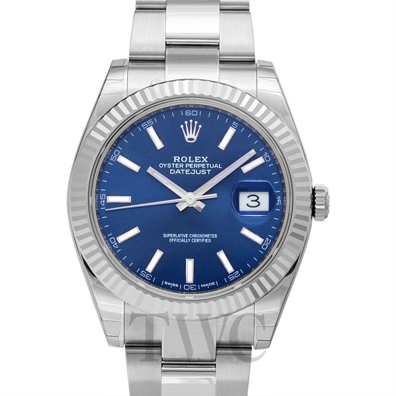 datejust 41 blue dial stainless steel men's watch