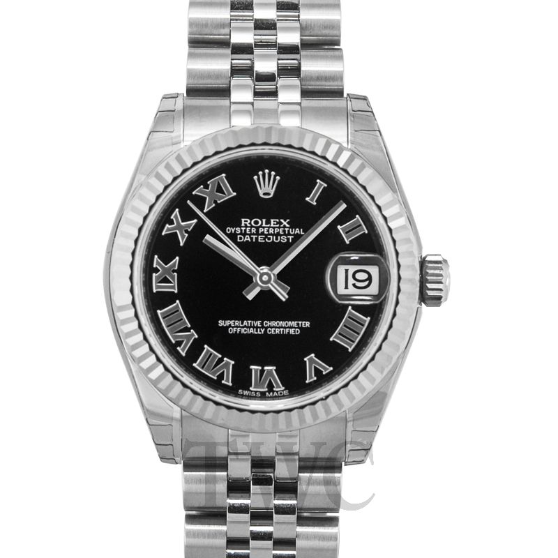 rolex datejust black roman