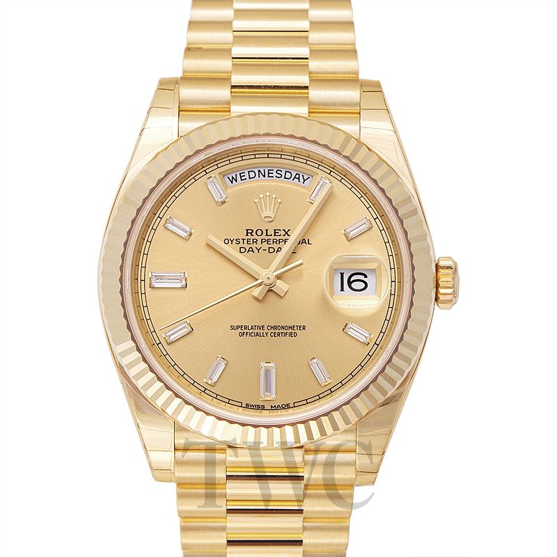 rolex yellow gold president day date 40 diamonds