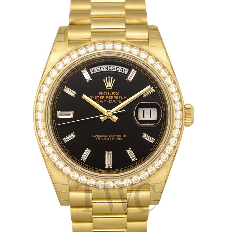 gold day date black dial