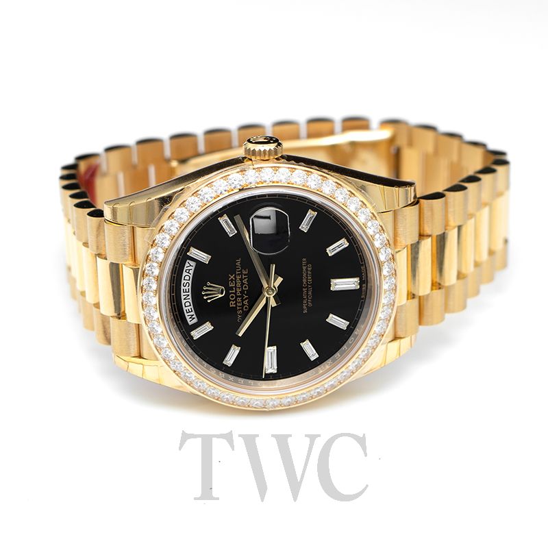 rolex day date 40 black diamond dial