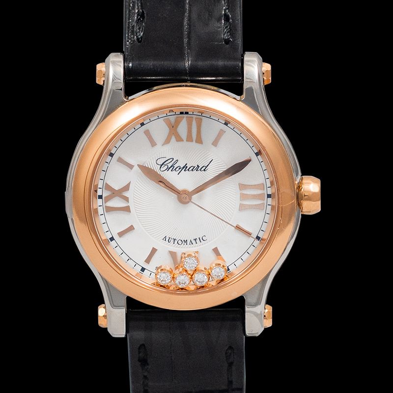 CHOPARD 278573-6013 WHITE DIAL HAPPY SPORT ROSE GOLD 30