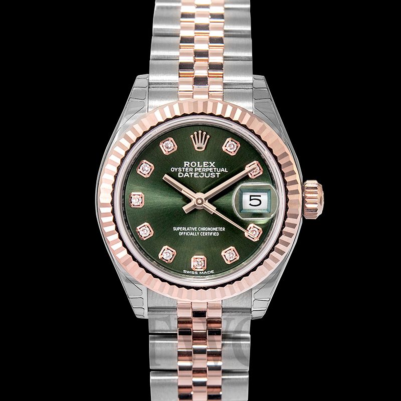 Rolex Lady-Datejust 31 Yellow Gold Olive Green Diamond Dial