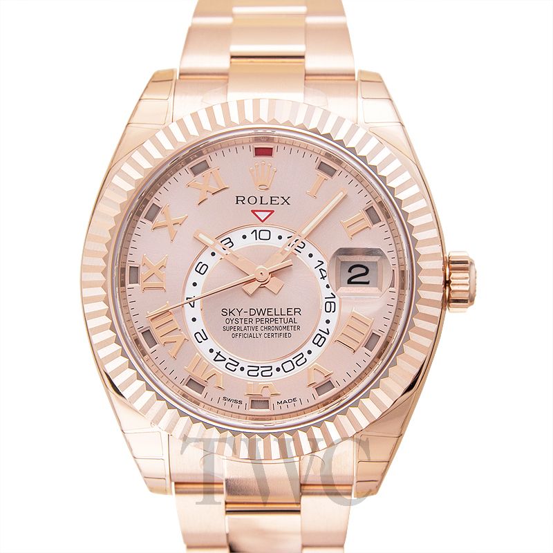 rolex sky dweller sundust dial 18kt everose gold mens watch 326935