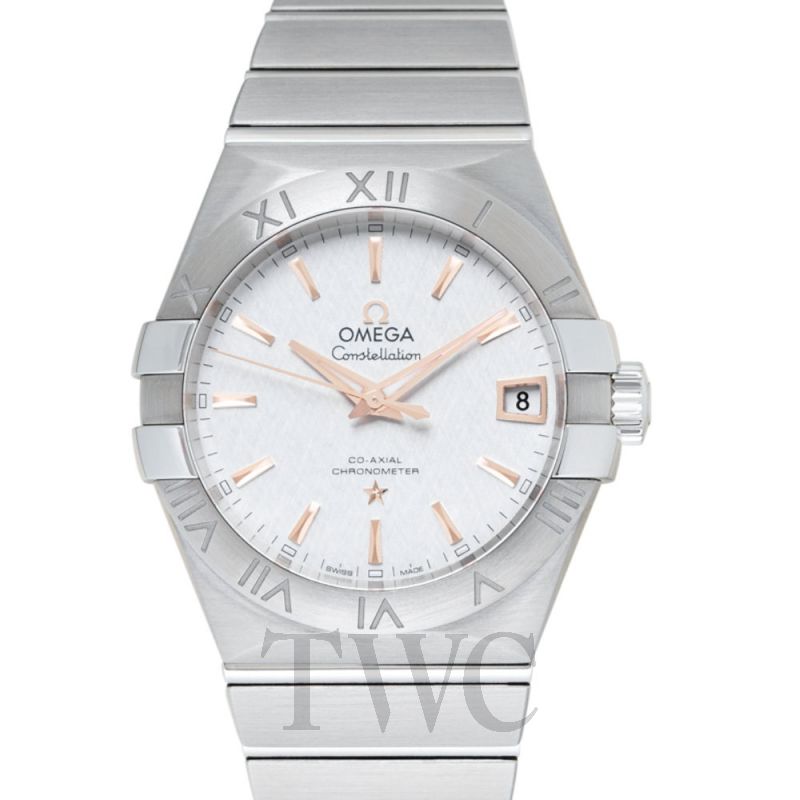 omega constellation stainless steel men's watch
