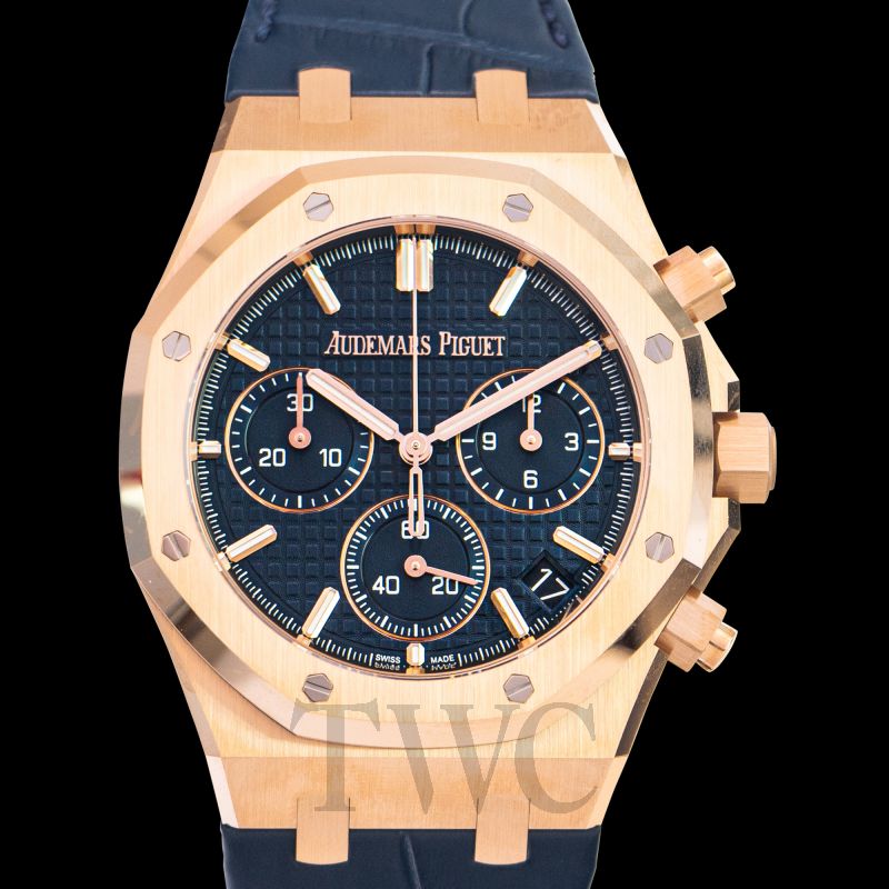 Audemars Piguet Royal Oak Rose Gold Blue Index Dial Watch 15400OR