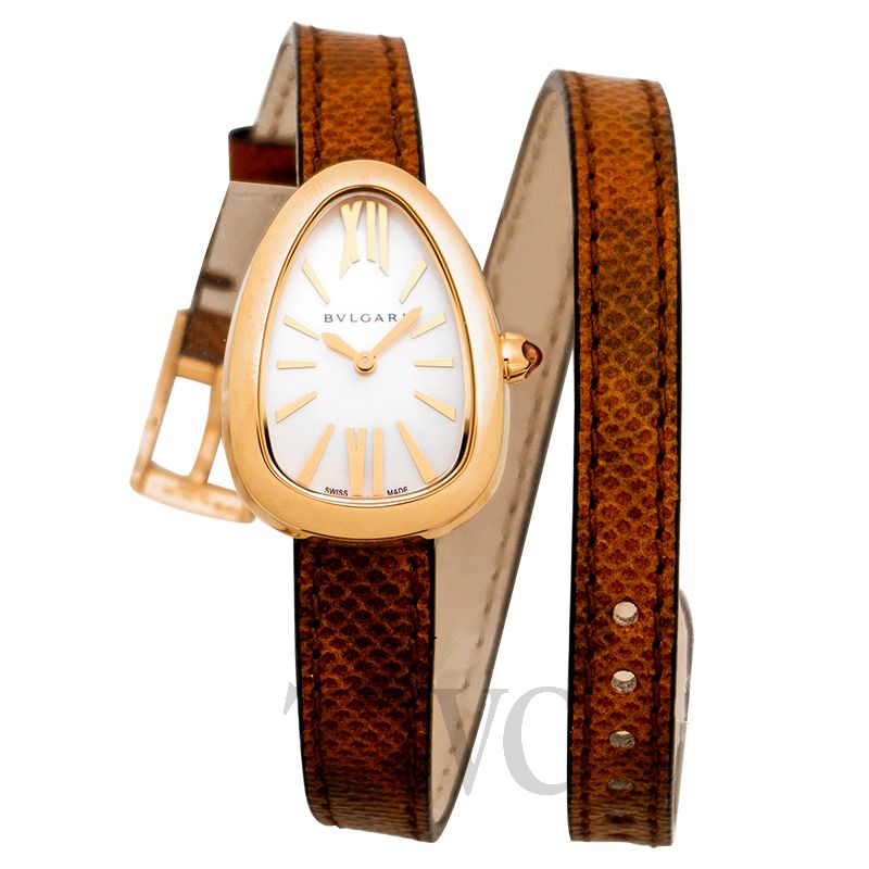 Bulgari Serpenti White Dial Leather Bracelet Ladies Watch