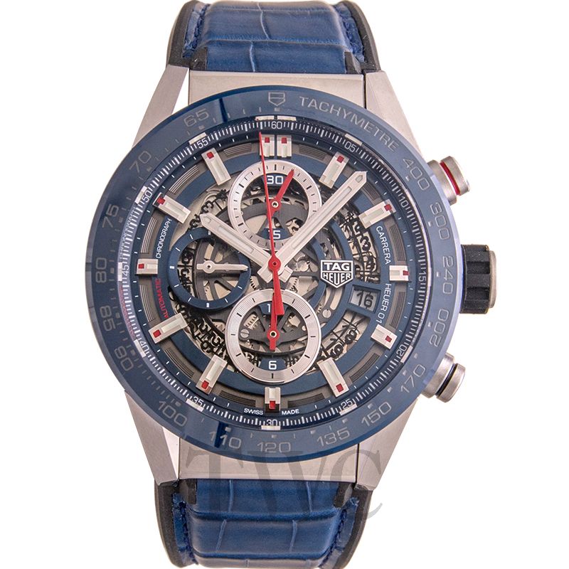 Tag Heuer Carrera Blue Skeleton Dial Chronograph Steel Mens Watch CAR201T