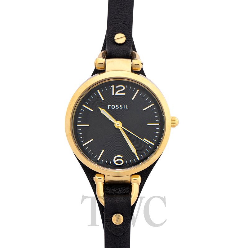 fossil black gold watch
