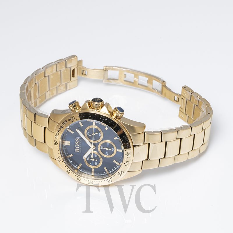 hugo boss men's ikon chronograph gold and blue watch