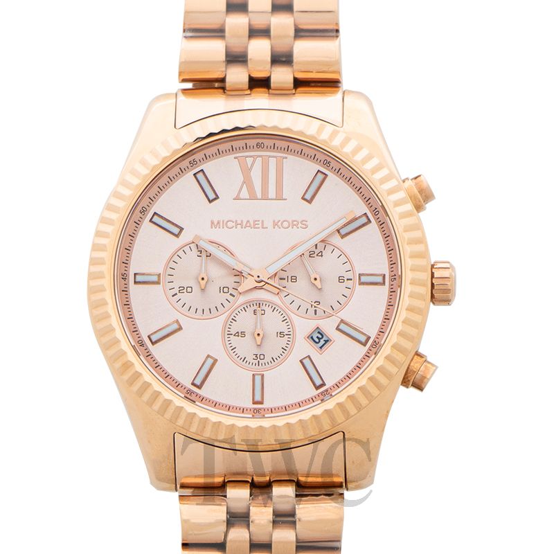 michael kors lexington men's watch rose gold