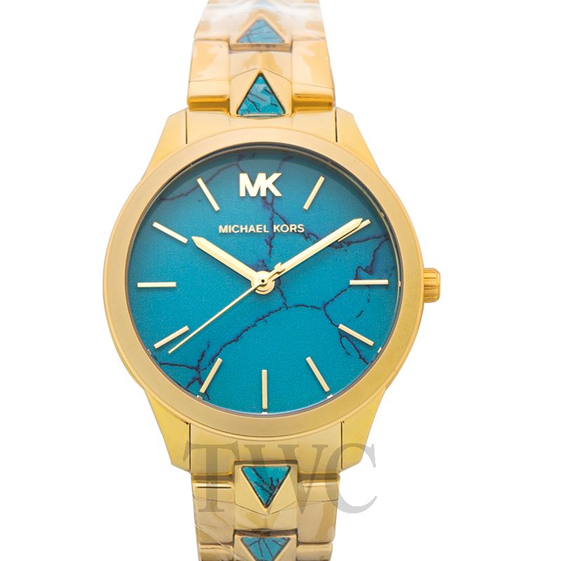 mk blue dial watch