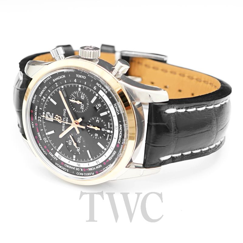 Breitling Transocean Chronograph 43mm Rose Gold Steel Mens Watch