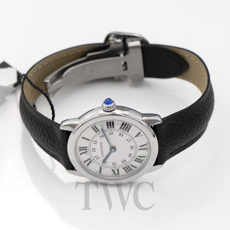 ronde solo de cartier watch 29mm steel leather