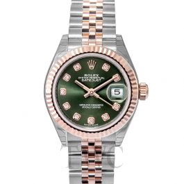 Rolex datejust green sales dial rose gold