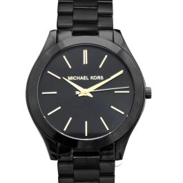 slim runway black stainless steel watch