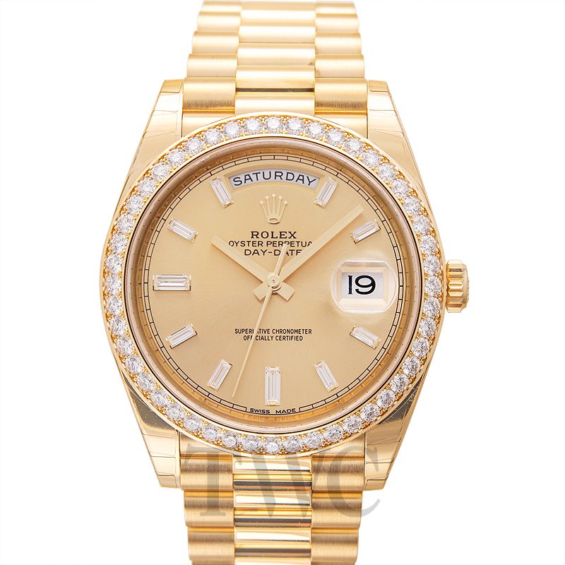 New Day-Date 40 Yellow Gold Diamonds / Champagne Baguette 228348RBR ...