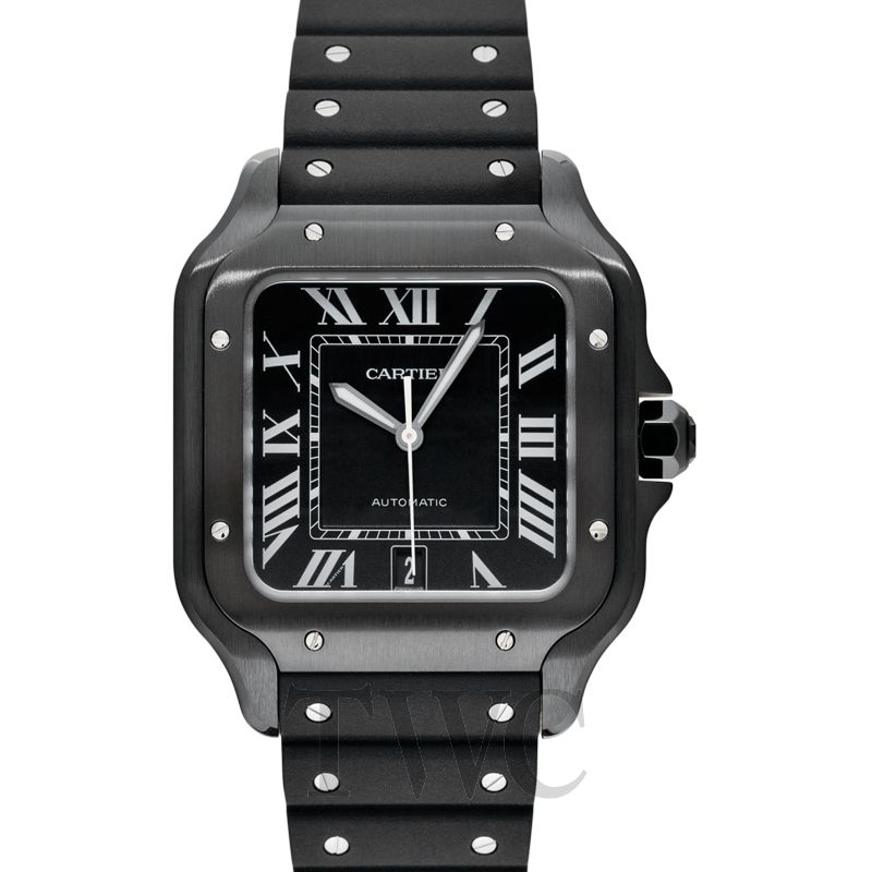 cartier santos black dial